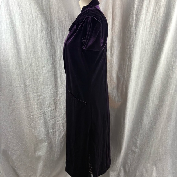 Anthropologie Skies are Blue ~ Plush Velvet Duster Coat in Dark Plum M - Picture 8 of 14